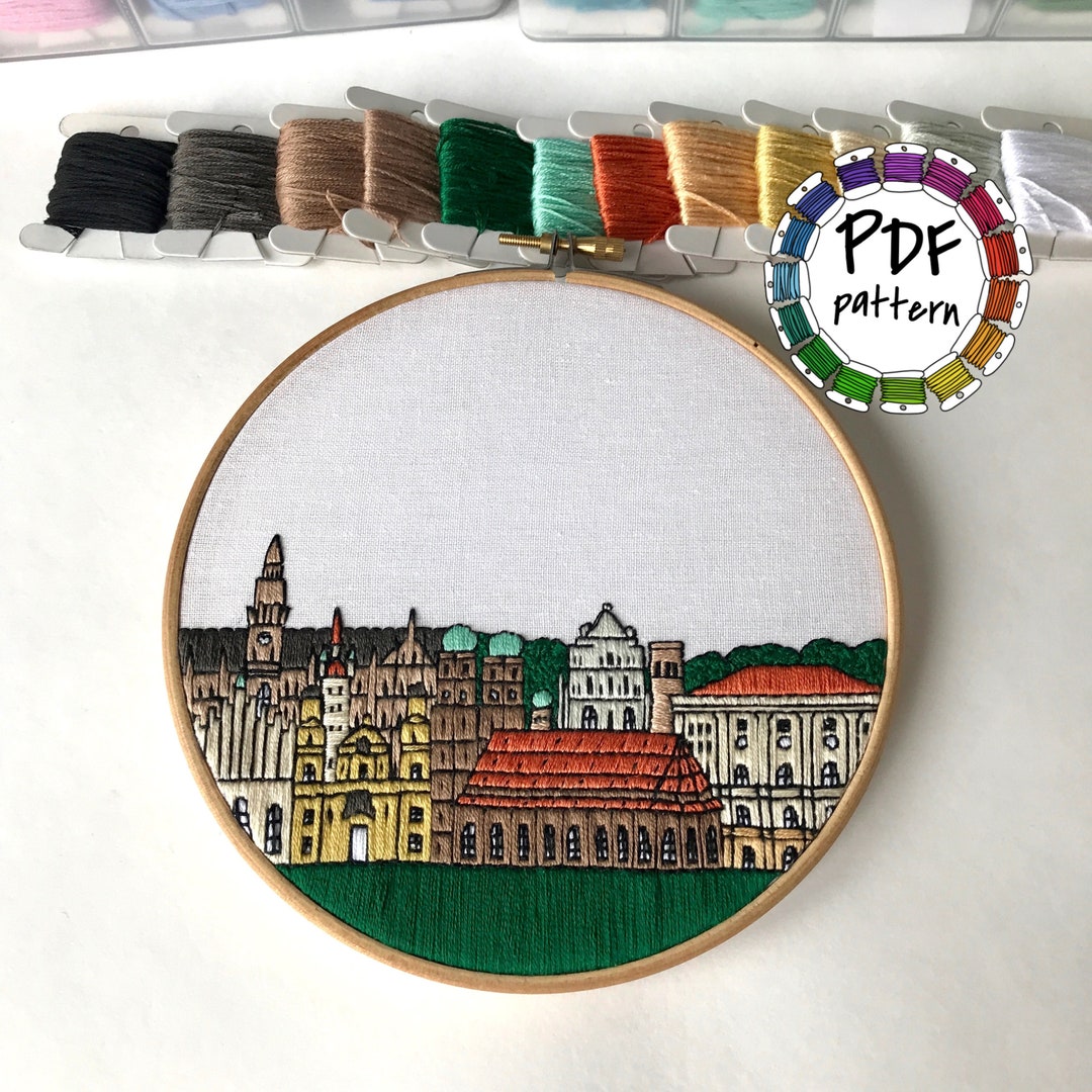 Munich, Germany. Hand Embroidery Pattern PDF. Embroidery Hoop Art. DIY