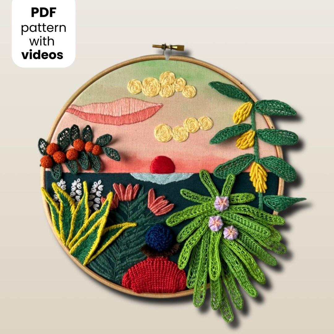 In the Jungle, 3d Stumpwork Embroidery Pattern. Hand Embroidery Pattern ...