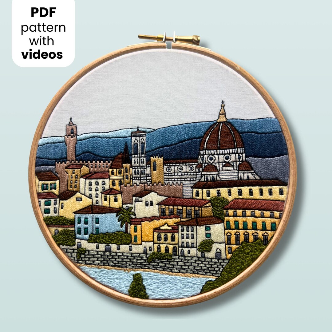 Florence, Italy. Hand Embroidery Pattern PDF With Embroidery Guide