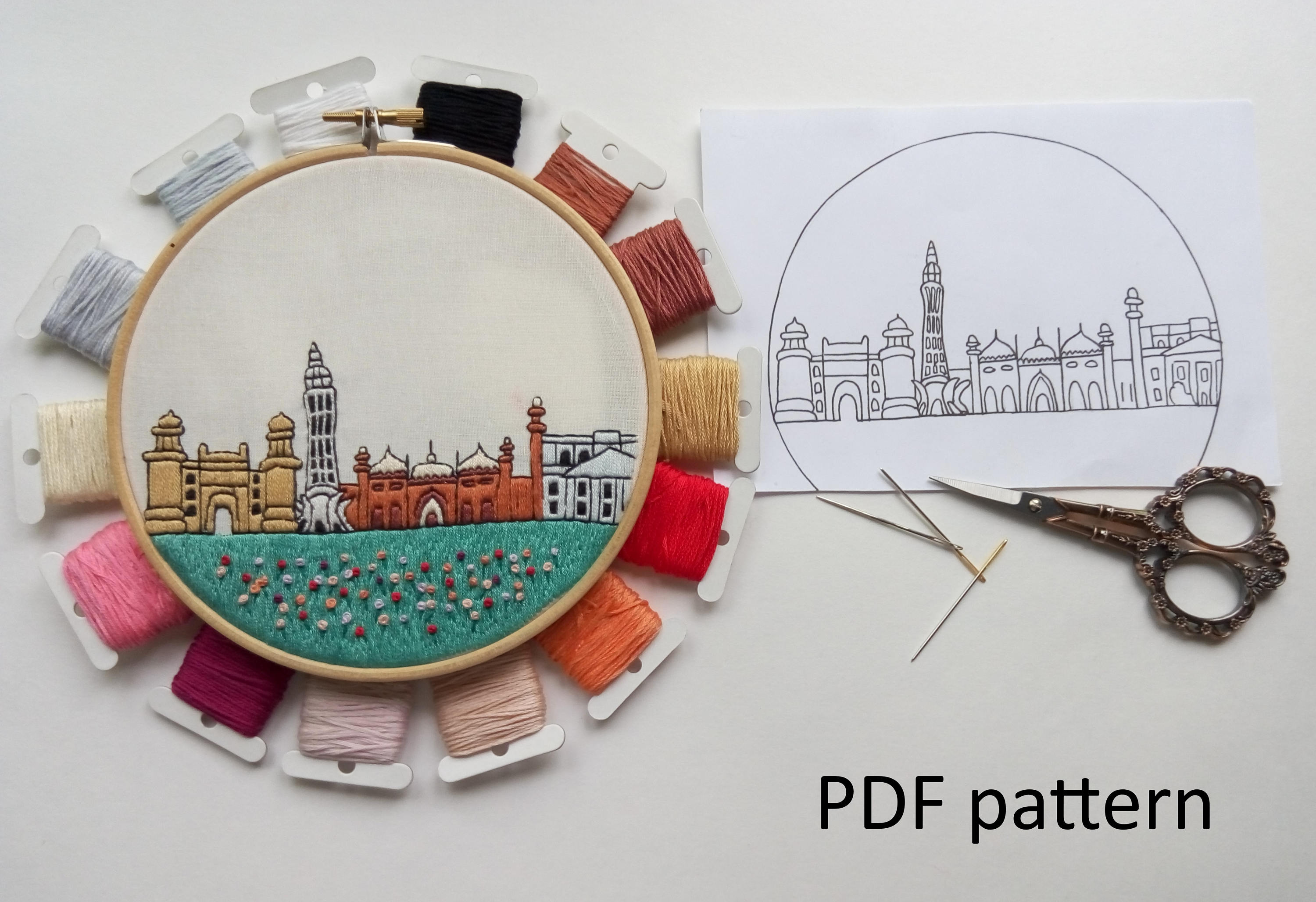 Lahore pakistan hand embroidery pattern pdf embroidery hoop  etsy