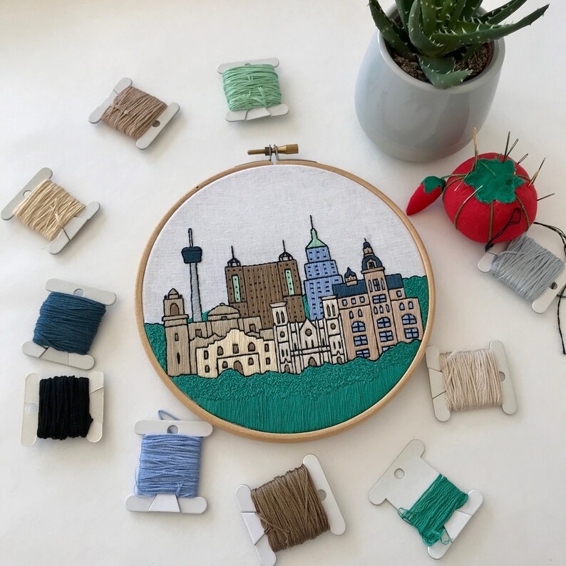 San Antonio TX United States. Hand Embroidery Pattern PDF. Etsy