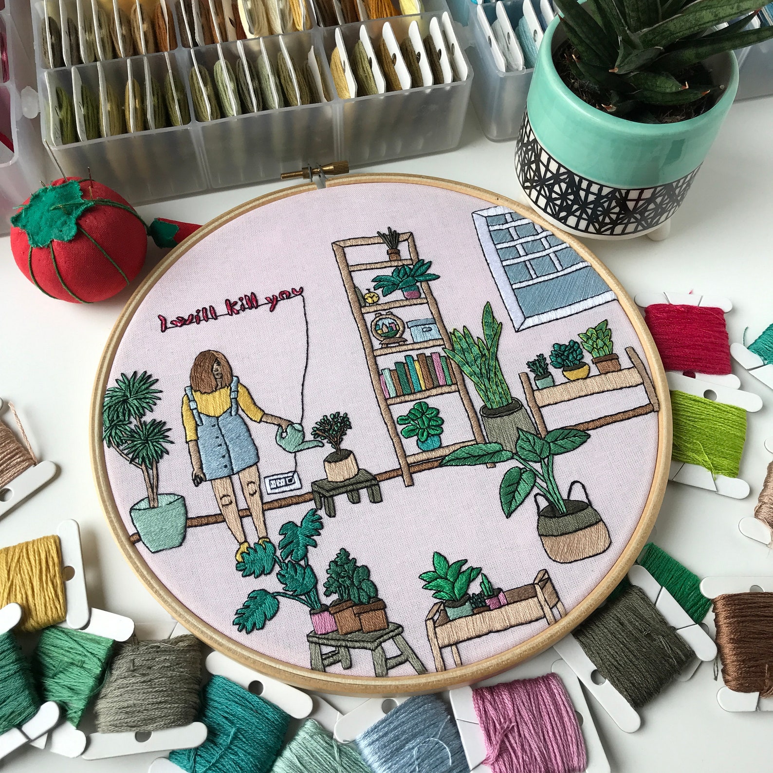 Girl and Plants Embroidery Pattern: DIY Hoop Art (PDF Pattern) - Etsy