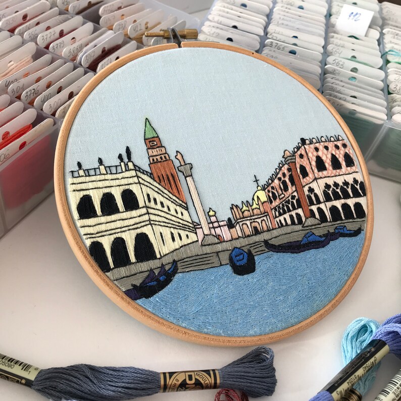 Venice italy hand embroidery pattern pdf diy embroidery  etsy