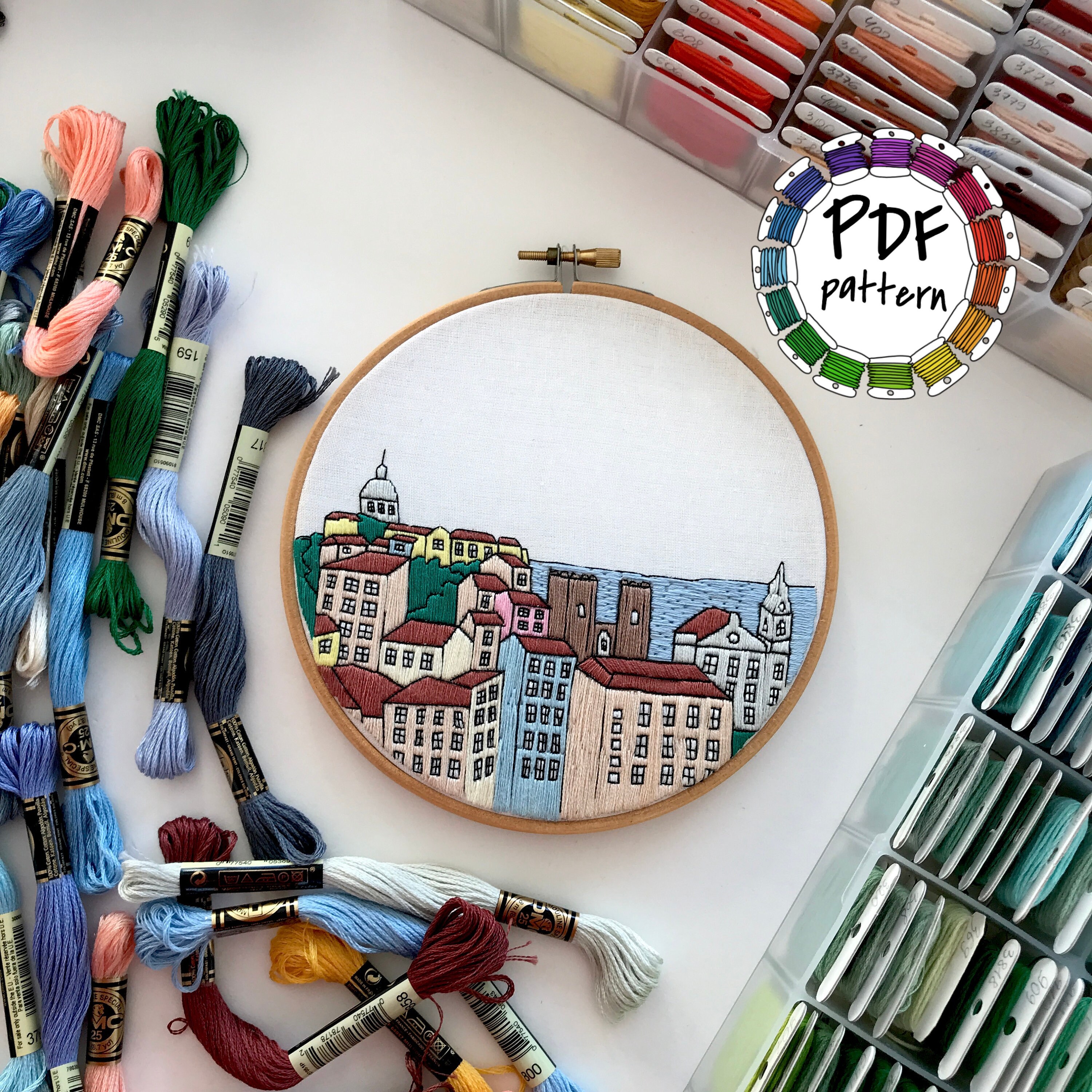Lisbon Portugal. Hand Embroidery Pattern PDF. DIY. Embroidery Etsy