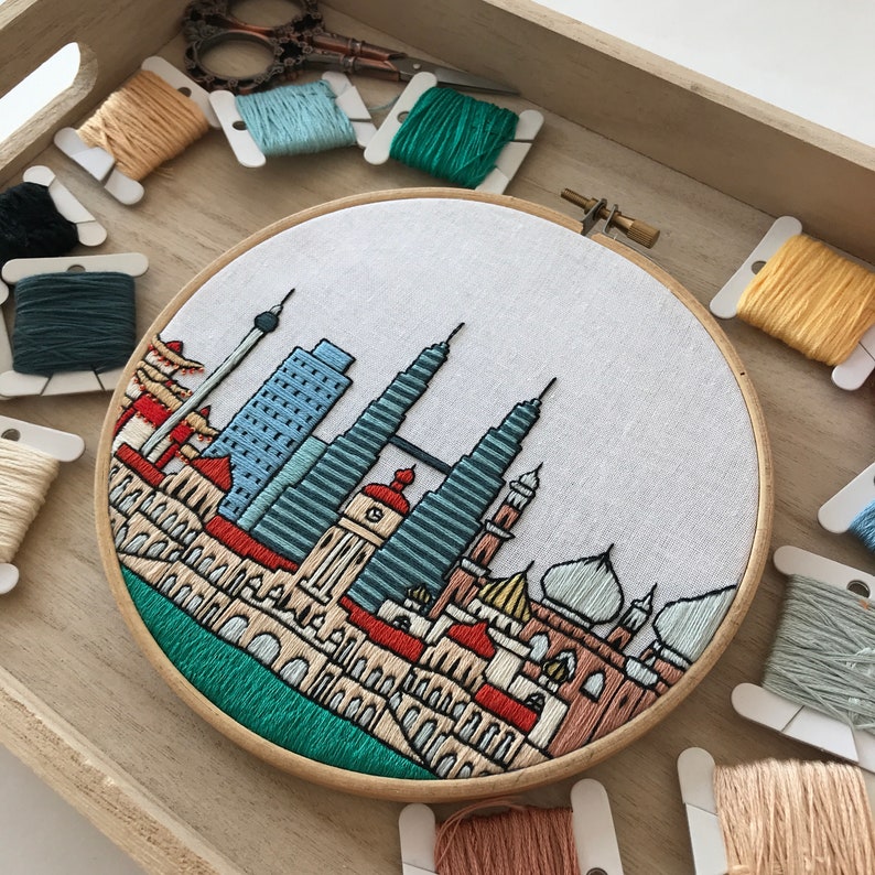 Kuala Lumpur Malaysia. Hand Embroidery Pattern PDF. Etsy