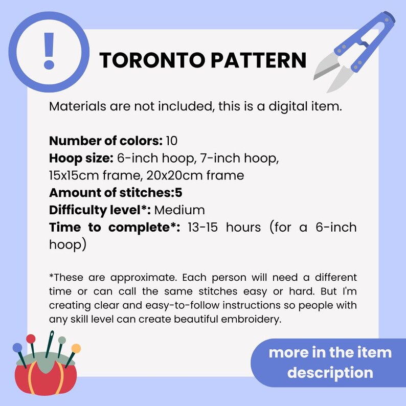 Toronto Pattern Toronto, Canada. Hand Embroidery Pattern PDF. DIY Embroidery Art ...