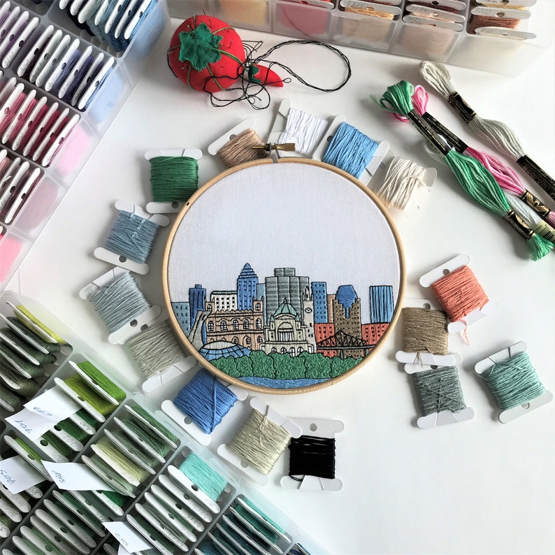 Montreal, Canada. Hand Embroidery pattern PDF. DIY. Embroidery Hoop art, Wall Decor, Housewarming Gift. Free Hand embroidery guide image 5