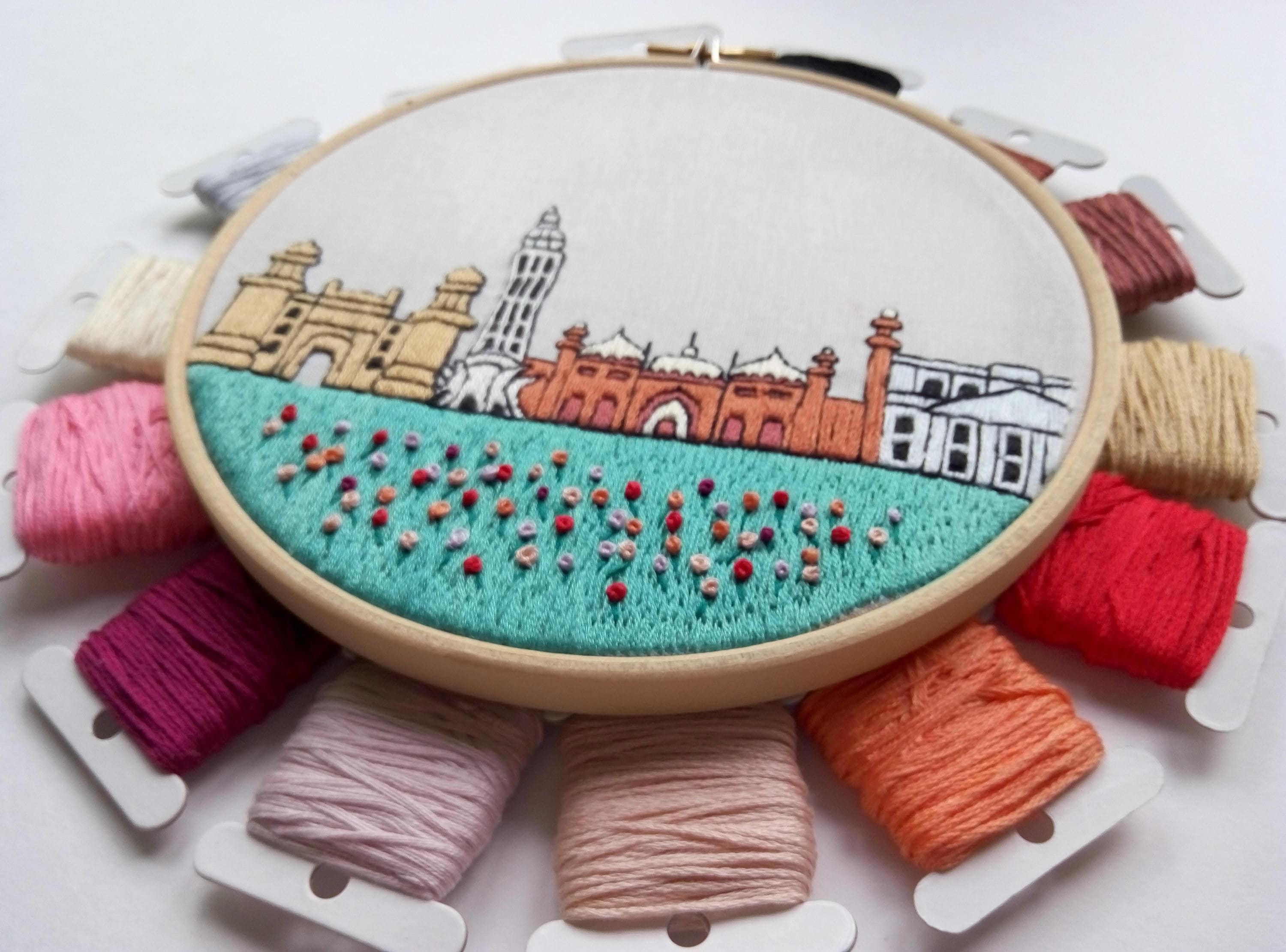 Lahore Pakistan. Hand Embroidery Pattern PDF. Embroidery Hoop Etsy