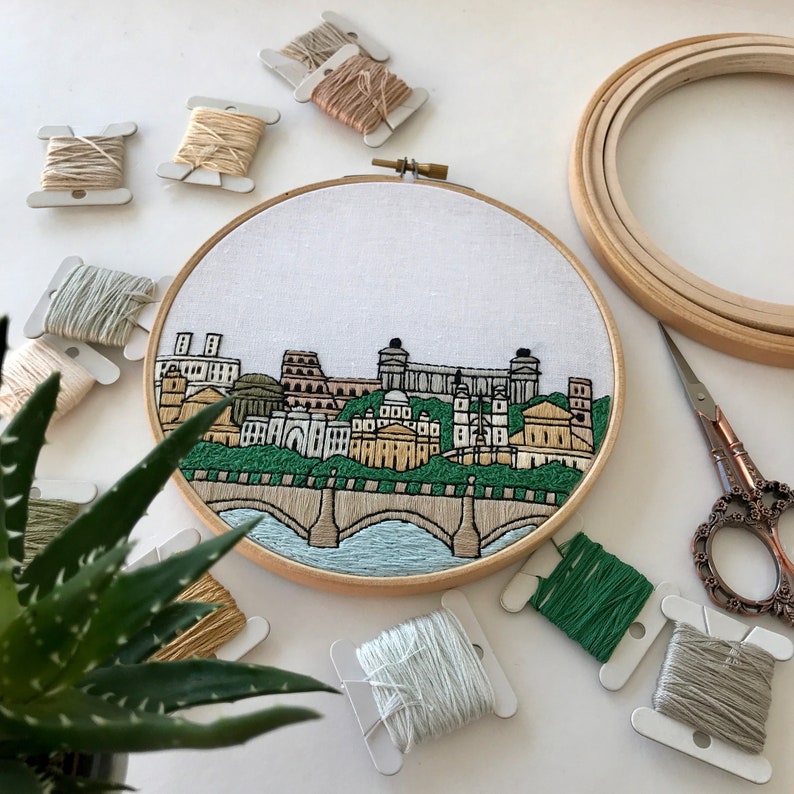 Rome Italy. Hand Embroidery pattern PDF. DIY Embroidery Hoop Etsy