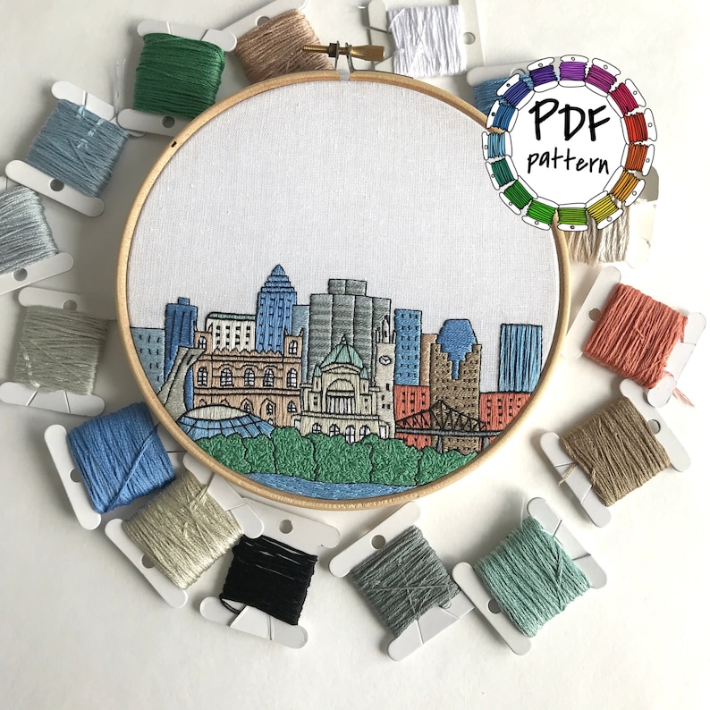 Montreal Canada. Hand Embroidery Pattern PDF. DIY. Embroidery Etsy