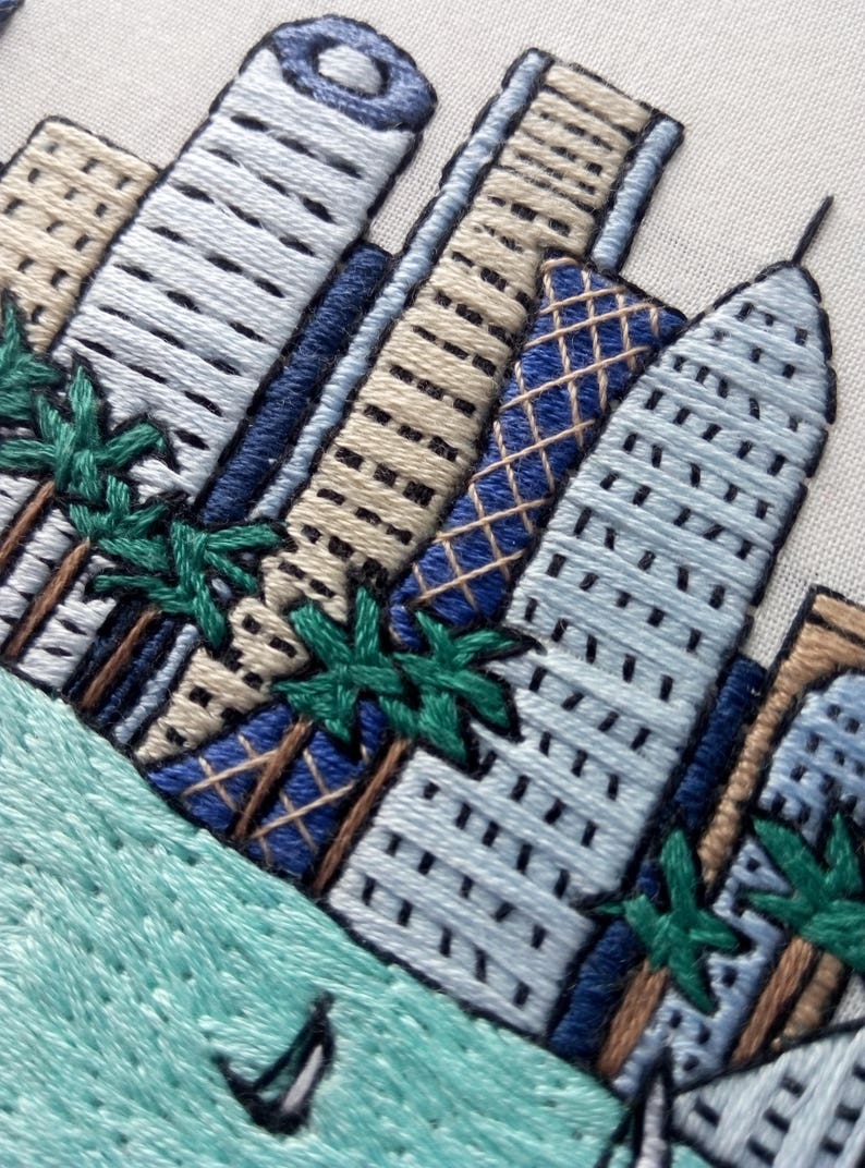 Doha Qatar Hand Embroidery pattern PDF DIY Embroidery Hoop Etsy