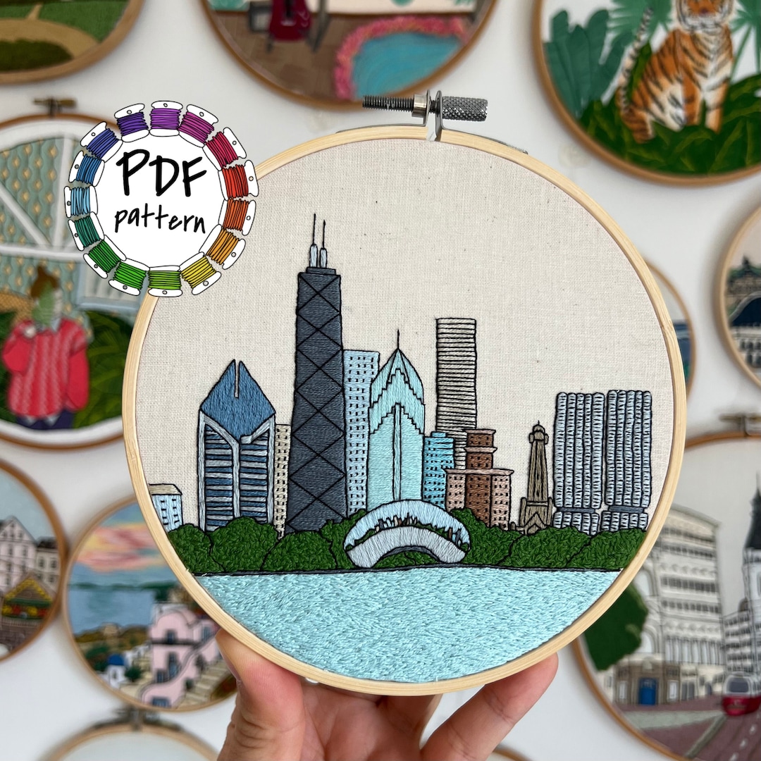 Chicago IL, United States. Hand Embroidery Pattern PDF. DIY Embroidery ...