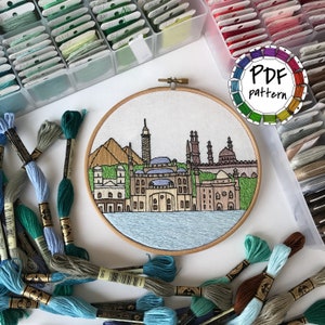 Cairo, Egypt. Hand Embroidery pattern PDF. DIY. Embroidery Hoop art, Wall Decor, Housewarming Gift. Free Hand embroidery guide!