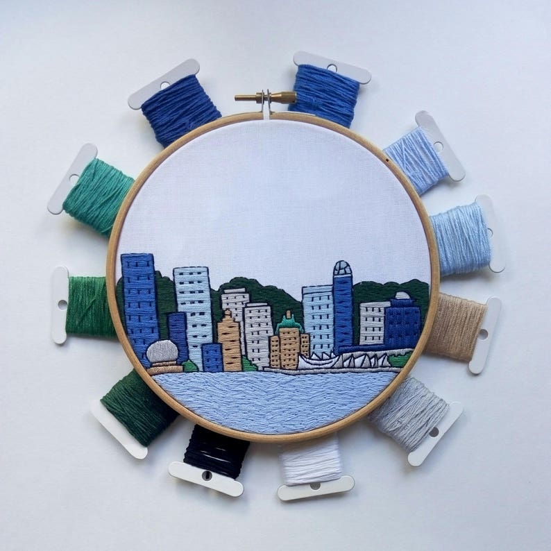 Vancouver Canada. Hand Embroidery pattern PDF. DIY. Etsy