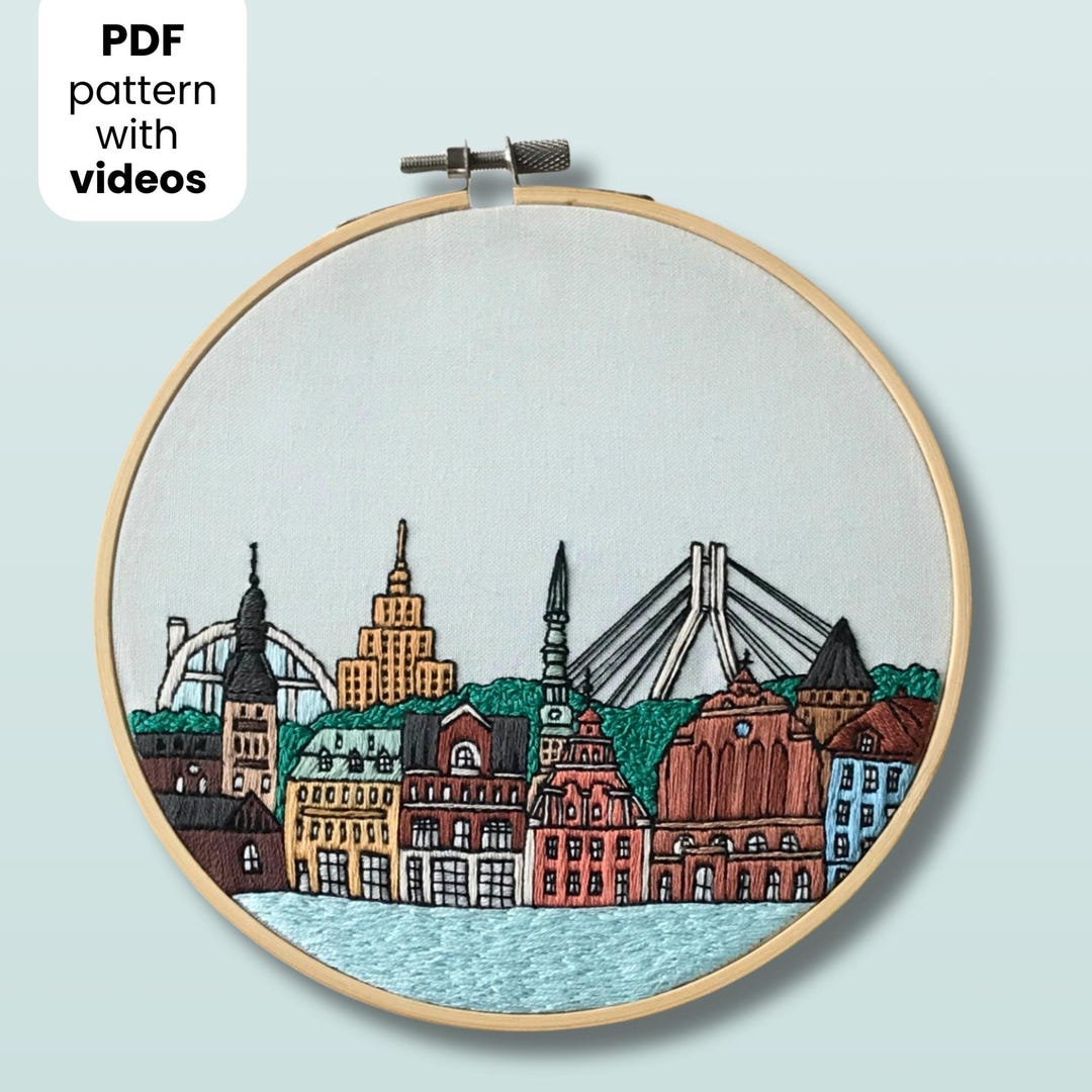Riga Pattern Riga, Latvia. Hand Embroidery Pattern PDF With Embroidery Guide and ...
