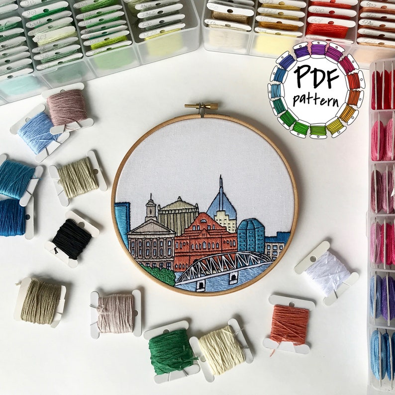 Nashville TN United States. Hand Embroidery pattern PDF. Etsy