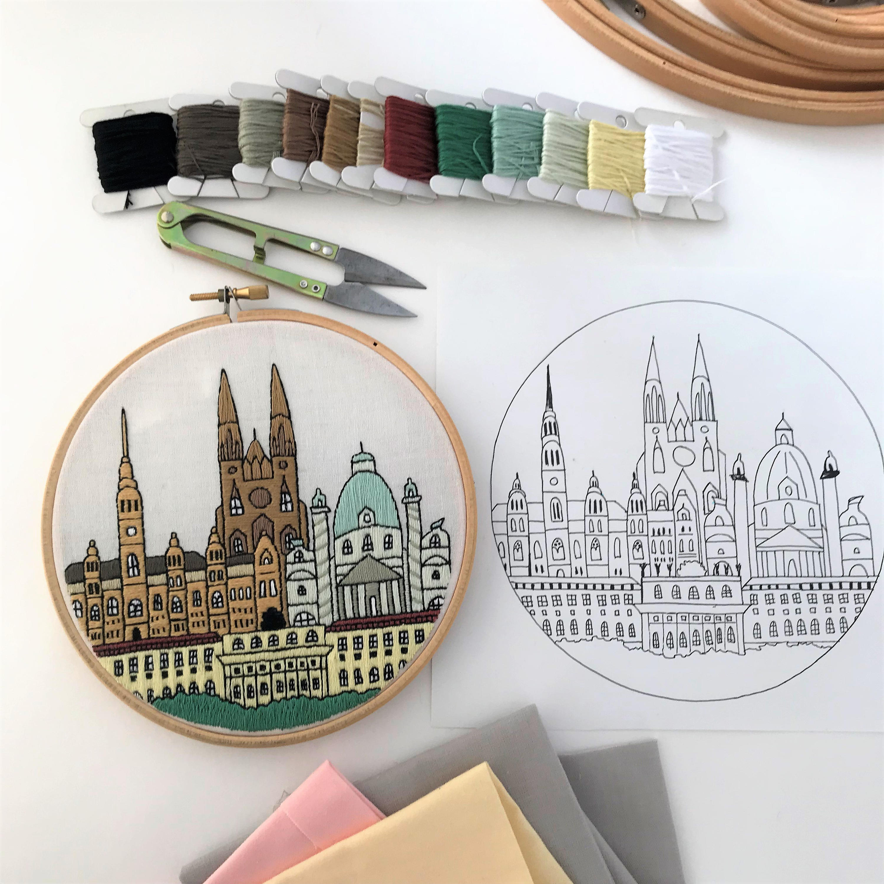 Vienna, Austria. Hand Embroidery Pattern PDF. With an Embroidery Guide ...