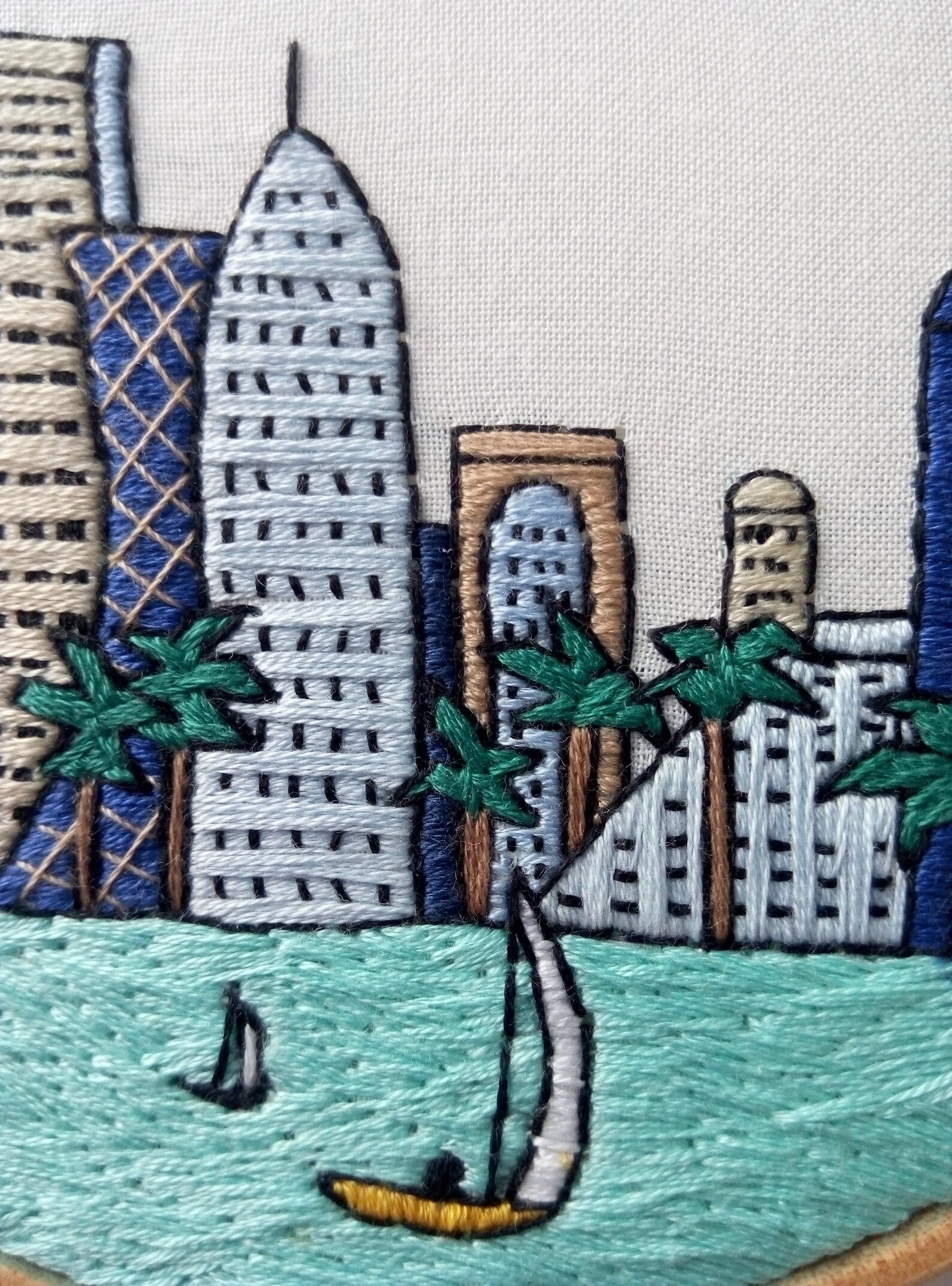 Doha Qatar Hand Embroidery Pattern PDF DIY Embroidery Hoop Etsy