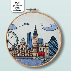 London, United Kingdom. Hand Embroidery Pattern PDF with Embroidery Guide and video tutorials