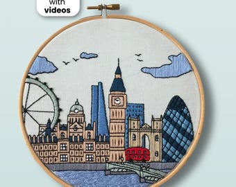 Londres, Reino Unido. Patrón de bordado a mano en PDF con guía de bordado y videotutoriales.