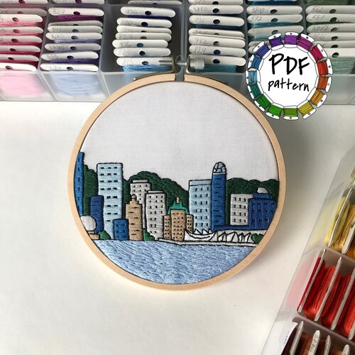 Hong Kong. Hand Embroidery Pattern PDF. DIY. Embroidery Hoop Etsy