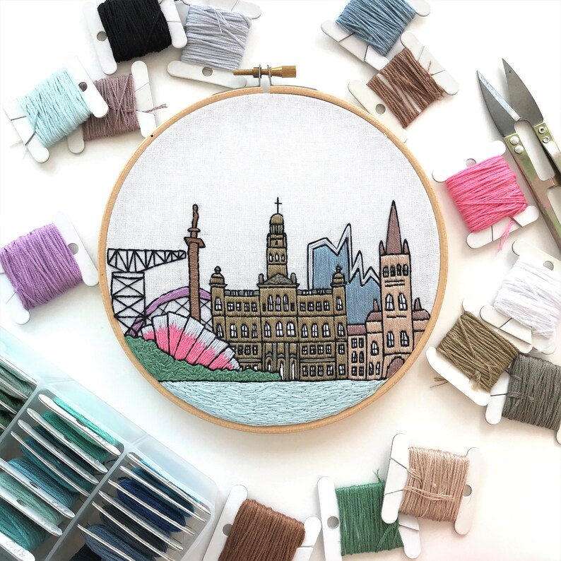 Glasgow Scotland United Kingdom. Hand Embroidery Pattern PDF. Etsy