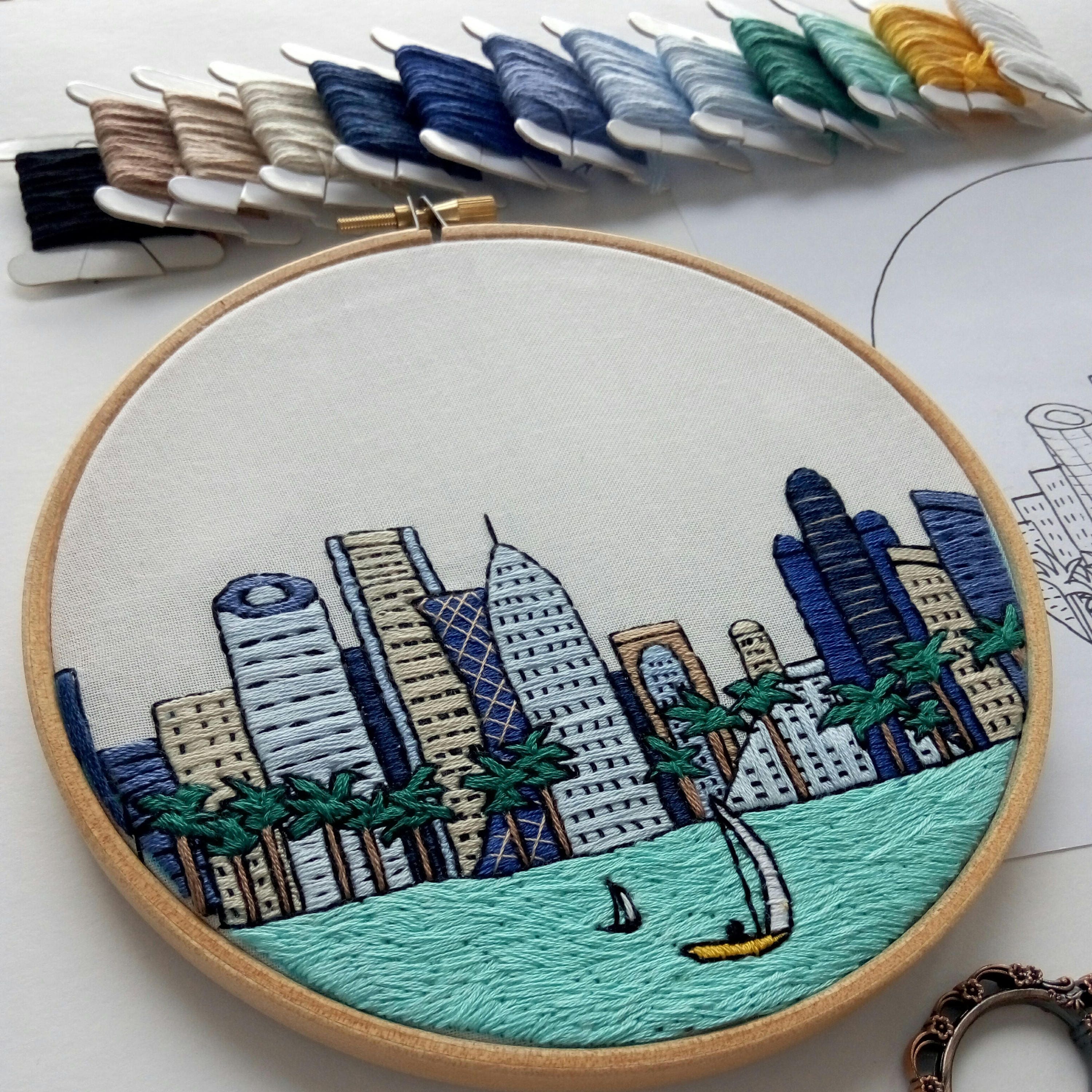Doha qatar hand embroidery sybju pdf diy embroidery hoop  etsy