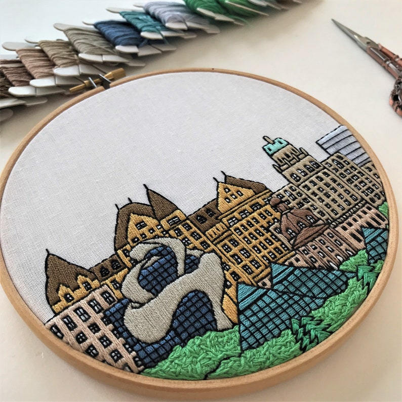 Edmonton Canada. Hand Embroidery pattern PDF. DIY. Embroidery Etsy