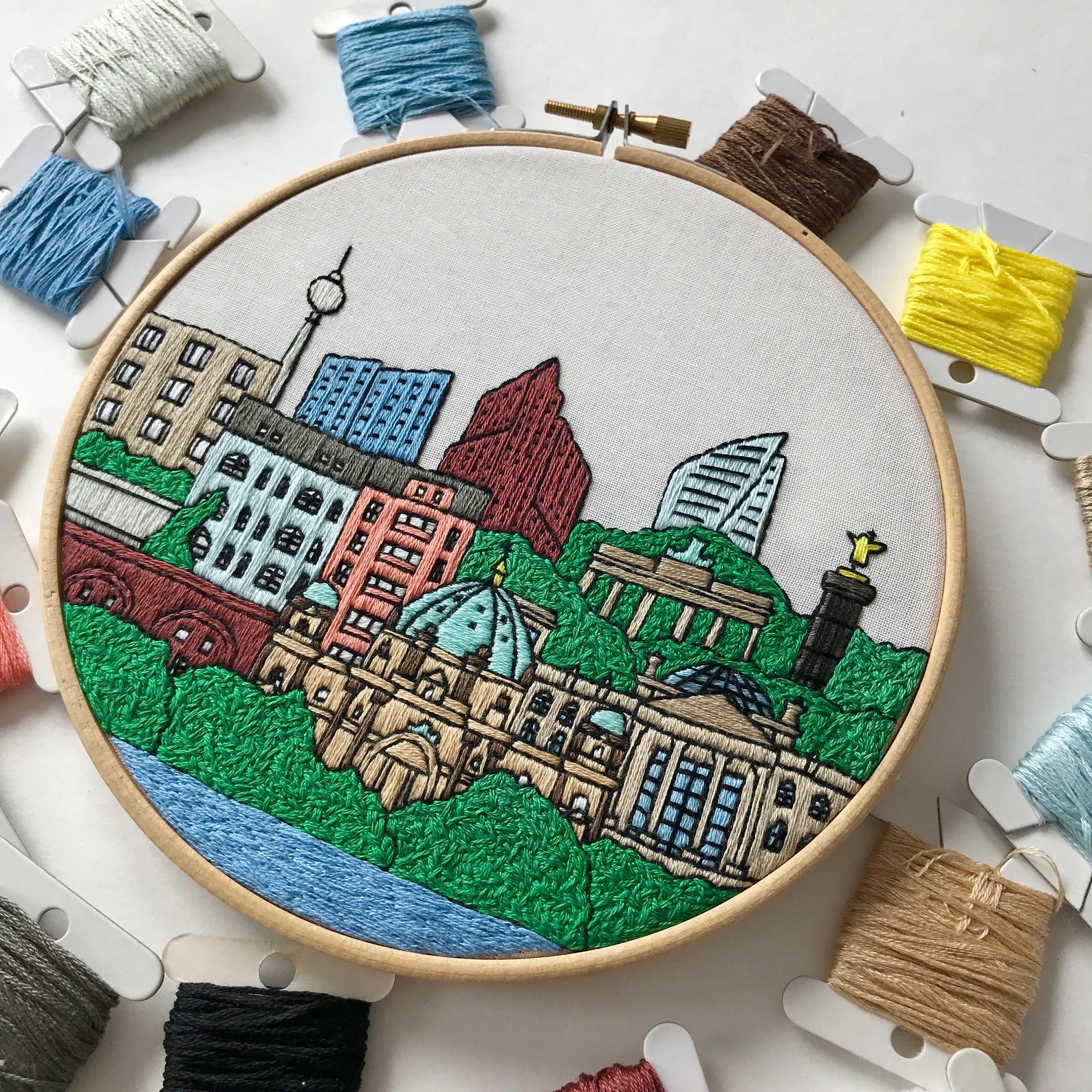 Berlin Germany Hand Embroidery pattern PDF. DIY. Embroidery Etsy