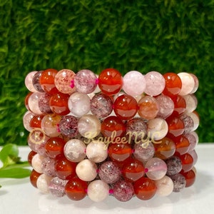 &quot;Großhandel 6 Stück natürliche Liebe Combo Kristall 8 mm 7,5 &quot;&quot;Healing Stretch Armband.&quot;