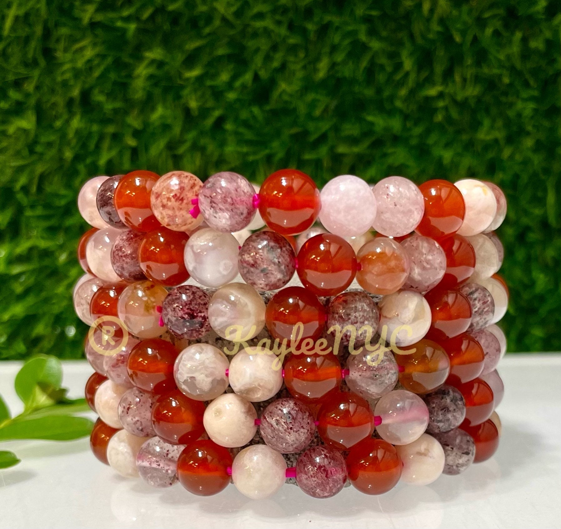 Weißes Jade Kristall Stretch Armband