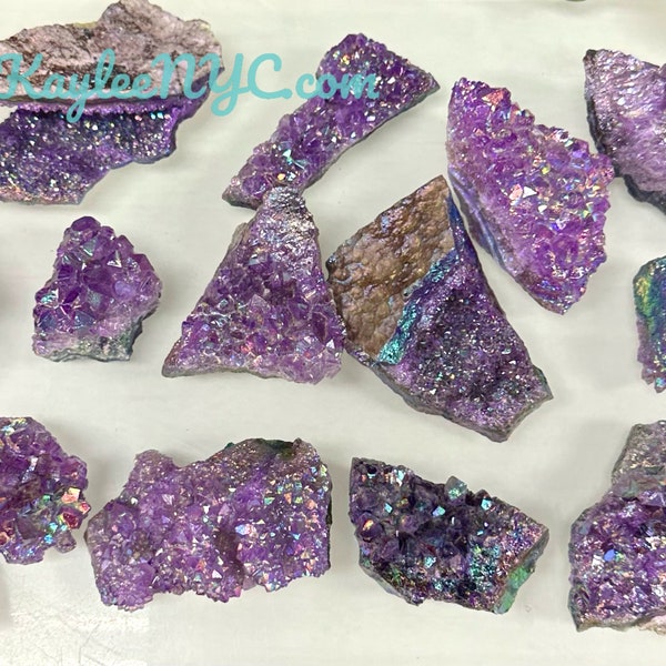Wholesale Lot 2 Lbs Aura Amethyst Cluster Crystal Raw