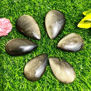 Wholesale Lot 6 Pcs Natural Gold Obsidian Cab 1.7”-2” each Nice Quality Crystal Healing Energy