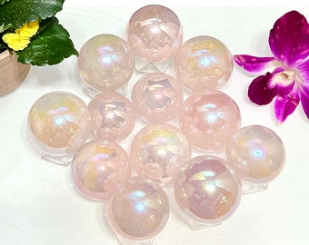 Wholesale Lot 2 Lb Angel Aura Rose Quartz Sphere Crystal Healing Energy