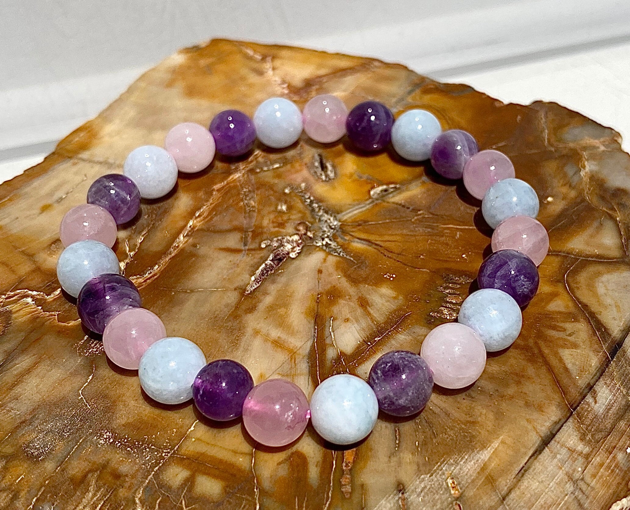 Wholesale 6 Pcs Natural Crystal Bracelet 8mm 7.5 Stretch Etsy