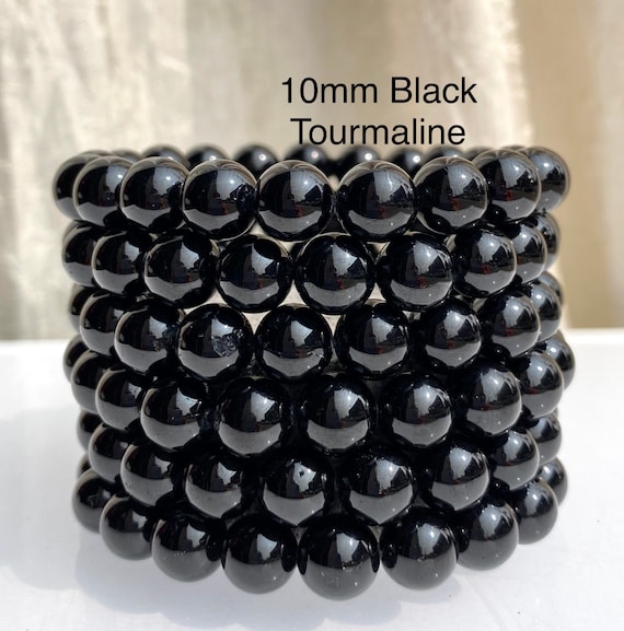 Wholesale 6 Pcs Tourmalinated Quartz 10mm 7.5” Crystal Healing Stretch Bracelet 