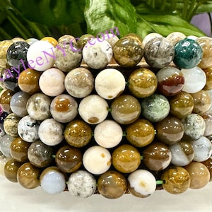 Wholesale 6 Pcs Natural Ocean Jasper 8mm 7.5” Stretch Bracelet Crystal Healing Energy