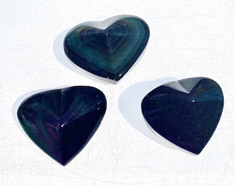 Wholesale Lot 1 Lb Natural Rainbow Obsidian Heart Crystal Natural Energy