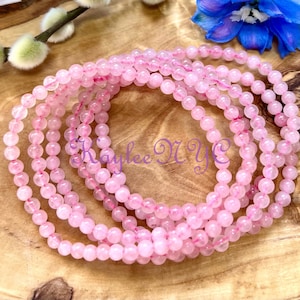 Deep Rose Quartz beaded bracelet 10mm with rose gold bead for women, pink  natural stone bracelet, luxury gift for girlfriend – Crystal boutique