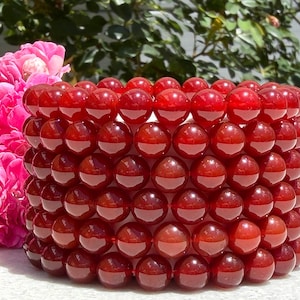 Wholesale 6 Pcs 8mm Carnelian Natural Crystal Healing Stretch Bracelet 7.5"