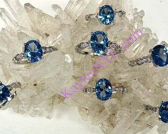 Wholesale Lot 7 pcs Natural Topaz Ring White Bronze