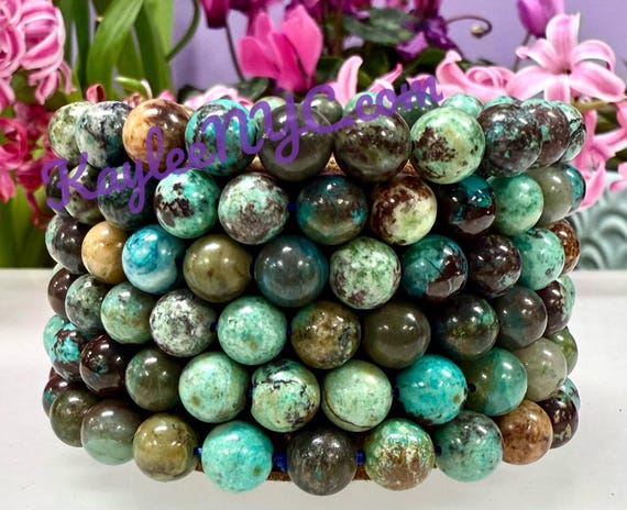 Wholesale Lot 6x Natural Turquoise 8mm Stretch Bracelets – 7.5" Crystal Healing (Blue)