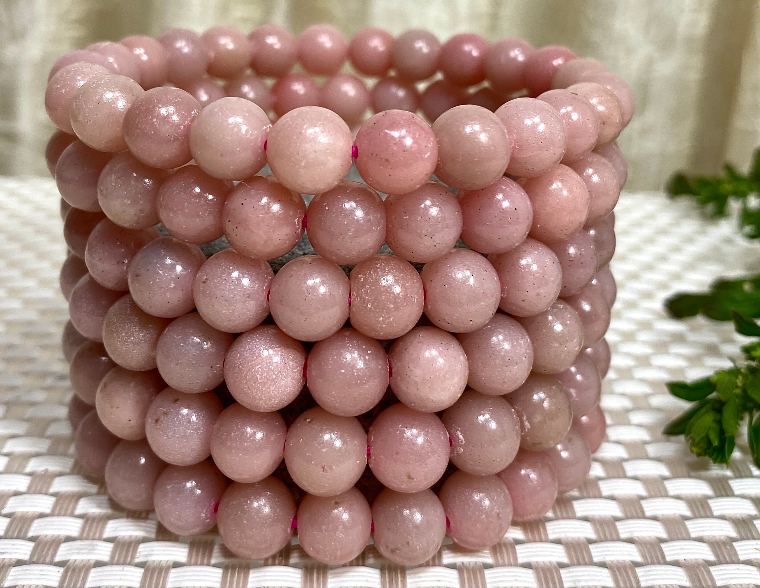 Wholesale 6 Pcs Natural Pink Opal 8mm 7.5” Stretch Bracelet Crystal H…