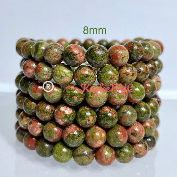 Wholesale 6 Pcs Natural Unakite 8mm 7.5” Crystal Healing Stretch Bracelet