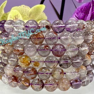 Wholesale 6 Pcs Natural Super Seven 8mm 7.5” Crystal Healing Stretch Bracelet