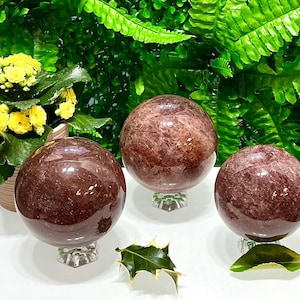 Wholesale Lot 3 to 4 Pcs Natural Strawberry Quartz Spheres Crystal Ball 3.8-4 Lbs