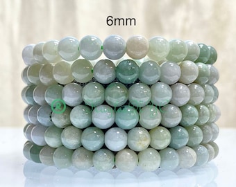 Wholesale 6 Pcs Natural Burma Jade 6mm 7.5” Crystal Healing Stretch Bracelet