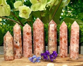 Wholesale Lot 1 lb Natural Sunstone Tower Obelisk Point Wand Crystal Energy Healing