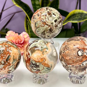 Wholesale Lot 3-4 Pcs Natural Money Agate Sphere Crystal Ball 2.8-3 lbs healing energy
