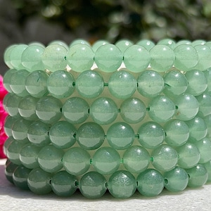Pulsera elástica de aventurina natural de 8 mm y 19 cm (venta al por mayor)